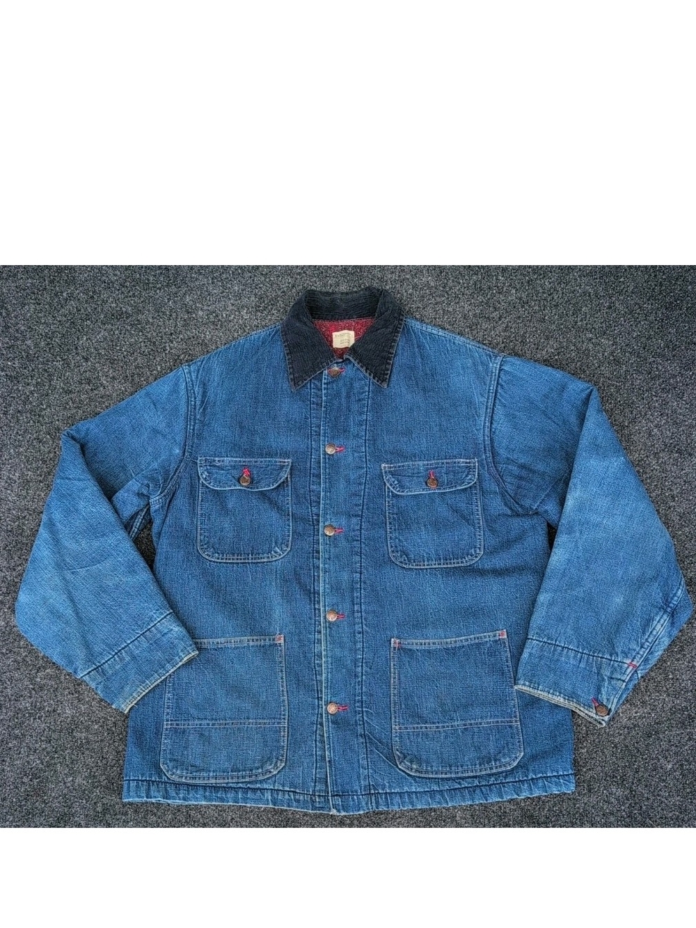 Vtg Big Mac Denim Jacket Large Blue Blanket Lined Work Corduroy Collar JC Penny